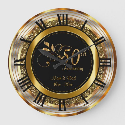 金婚式お祝い50周年記念 ラージ壁時計 (正面)