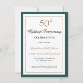 金婚式のお祝いに クラシック ゴールド グリーン 50周年記念の結婚式 招待状 (正面)
