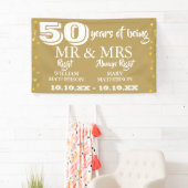 金婚式のお祝いに Mr Mrs Right Fun 50th Anniversary Gold He 横断幕 (インサイチュ)