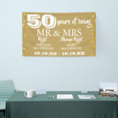 金婚式のお祝いに Mr Mrs Right Fun 50th Anniversary Gold He 横断幕 (トレードショー)