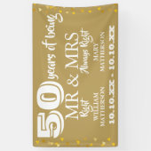 金婚式のお祝いに Mr Mrs Right Fun 50th Anniversary Gold He 横断幕 (縦)