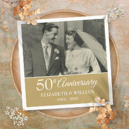 金婚式のお祝い 50周年記念の結婚写真 エレガント ゴールド スタンダードカクテルナプキン
