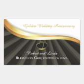 金婚式の宗教的な結婚記念日 長方形シール (正面)
