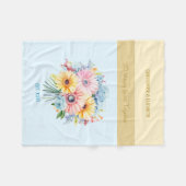 金婚式の花 青 フリースブランケット (正面(横))