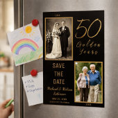 金婚式の記念に ブラックゴールドの結婚50周年記念 Save the Date マグネット招待状