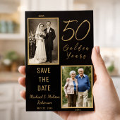 金婚式の記念に ブラックゴールドの結婚50周年記念 Save the Date マグネット招待状