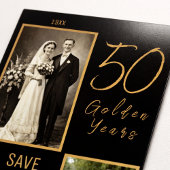 金婚式の記念に ブラックゴールドの結婚50周年記念 Save the Date マグネット招待状