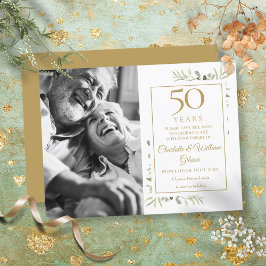 金婚式50周年記念のグリーン写真 案内ポストカード