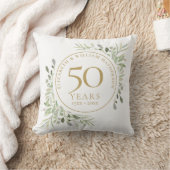 金婚式50周年記念フォト水彩グリーン クッション (ブランケット)