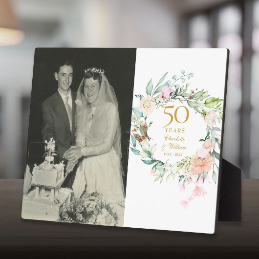 金婚式50周年記念フォト+フラワーローズ フォトプラーク