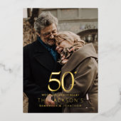 金婚式50周年記念2枚の写真ウエディング記念日 箔招待状 (正面)