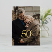 金婚式50周年記念2枚の写真ウエディング記念日 箔招待状 (立ち正面)