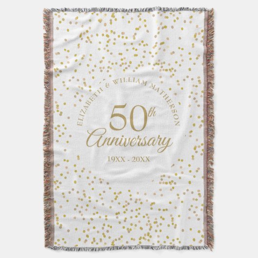 金婚式50周年記念 ゴールドダスト コンフェティ スローブランケット (正面縦)