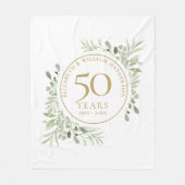 金婚式 グリーン 水彩画 フリースブランケット (正面)
