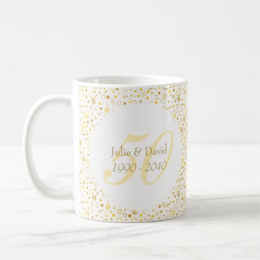 金婚式 ゴールド コンフェティ コーヒーマグカップ (左)