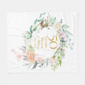 金婚式 水彩の花 フリースブランケット (正面(横))