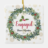 金婚約したの雪片クリスマスフォトオーナメント セラミックオーナメント (正面)