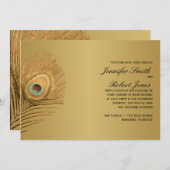 金孔雀の結婚式招待状 招待状 (正面/裏面)