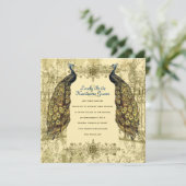 金孔雀の華美なヴィンテージの結婚式招待状 招待状 (スタンド正面)