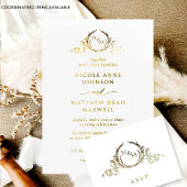 金実在箔とモノグラムエレガント結婚ズ 箔招待状