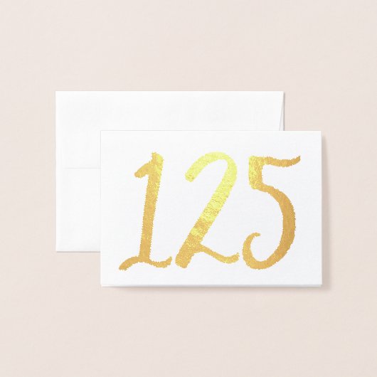 金実在箔の結婚テーブル番号カード白 箔カード (封筒付き正面)