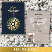 金実在箔の結婚パスポートコンパス結婚ズ 箔招待状