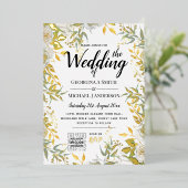 金実在箔の緑の写真QRコード結婚s 箔招待状 (立ち正面)