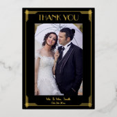 金実在箔アールデコ結婚の感謝 箔招待状 (正面)