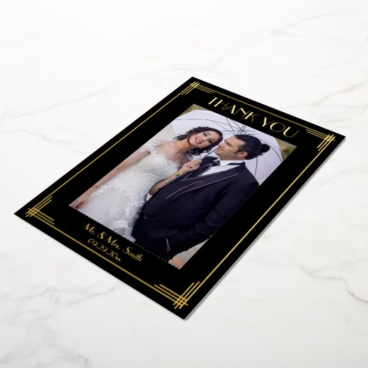 金実在箔アールデコ結婚の感謝 箔招待状 (回転した状態)