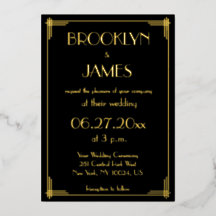 金実在箔アールデコ結婚式招待状