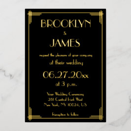 金実在箔アールデコ結婚式招待状 箔招待状