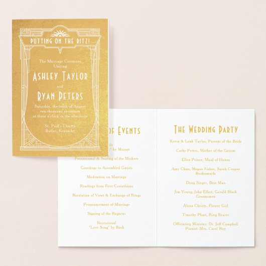 金実在箔アールデコ結婚式 プログラム (ディスプレー)