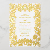 金実在箔エレガントフローラ結婚ズ 箔招待状 (正面)