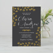 金実在箔エレガントブラック結婚ズ 箔招待状 (立ち正面)