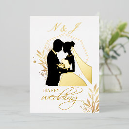 金実在箔エレガントリースモノグラム 箔招待状