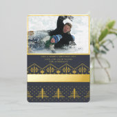 金実在箔クリスマスセーター写真 箔シーズンカード (立ち正面)