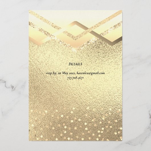 金実在箔グラマラス招待状 箔招待状 (裏面)