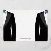 金実在箔ゲイ結婚の緑と紫の招待状 箔招待状 (裏面)