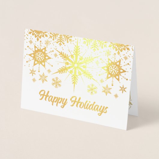 金実在箔スノーフレークスハッピーホリデーズカード 箔カード (正面)