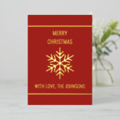 金実在箔スノーフレークMerry Christmas Card 箔シーズンカード (立ち正面)