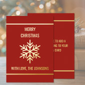 金実在箔スノーフレークMerry Christmas Card 箔シーズンカード