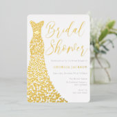 金実在箔ドレスモダンブライダルシャワー 箔招待状 (立ち正面)