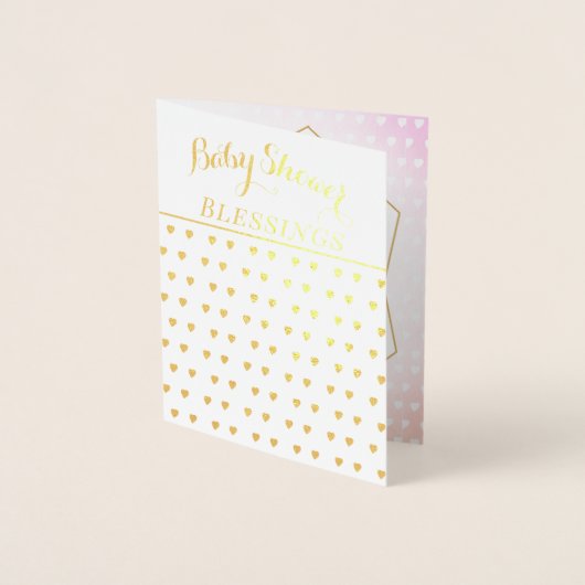 金実在箔ハートベビーガールシャワー恵み 箔カード (正面)