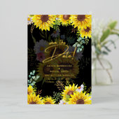 金実在箔パンパスグラスウェディング日付を保存 箔招待状 (立ち正面)