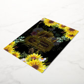 金実在箔パンパスグラスウェディング日付を保存 箔招待状 (回転した状態)