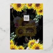 金実在箔パンパスグラスウェディング日付を保存 箔招待状 (裏面)