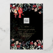 金実在箔パンパスグラスウェディング日付を保存 箔招待状 (裏面)