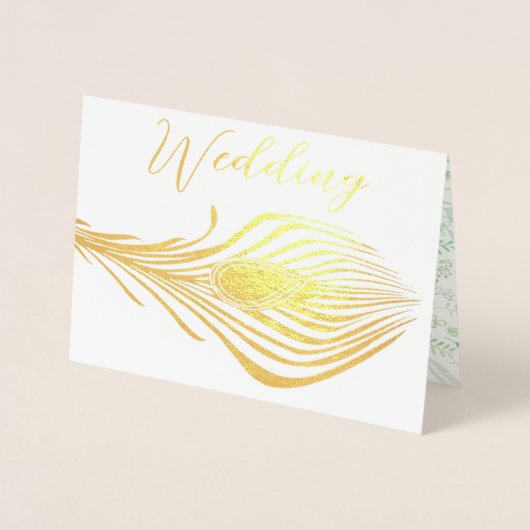 金実在箔ピーコック結婚式招待状 箔カード (正面)