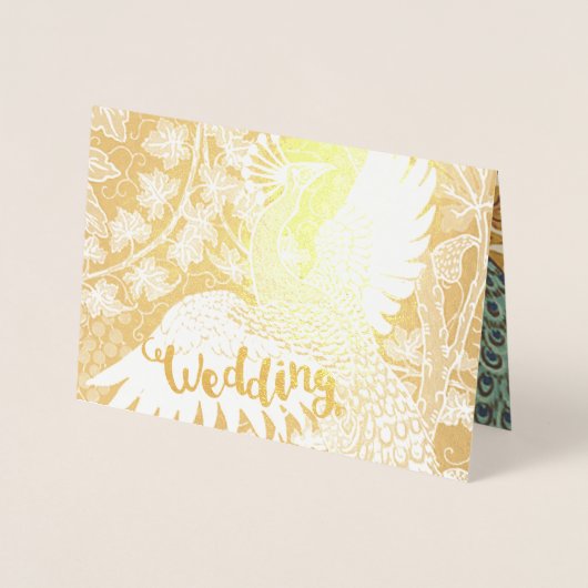 金実在箔ピーコック結婚式招待状 箔カード (正面)