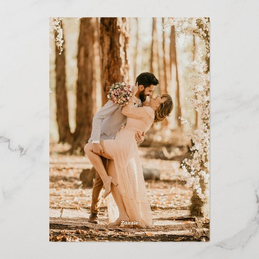 金実在箔フォトクレストモノグラム結婚ズ 箔招待状 (裏面)